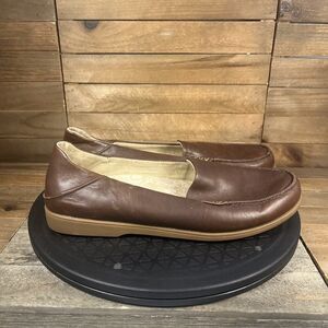 Olukai Kiele Brown Loafers Womens Size 9 Slip On Leather Shoes Comfort
